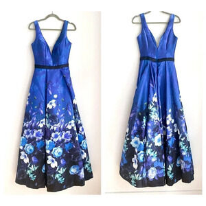 LAra Design Floral Satin Fit and Flare Wedding Guest Mother Bride Prom Gown 2